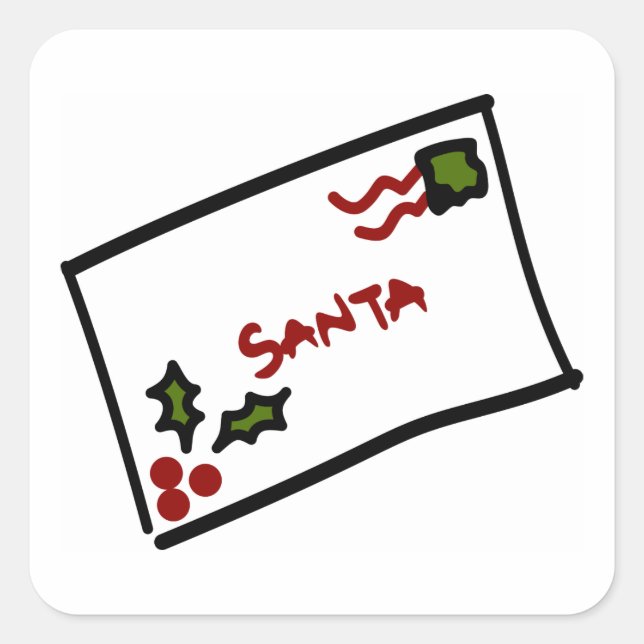 Santa Letter Square Sticker (Front)