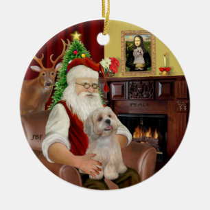 Santa-Lhasa Apso (R2) Ceramic Tree Decoration