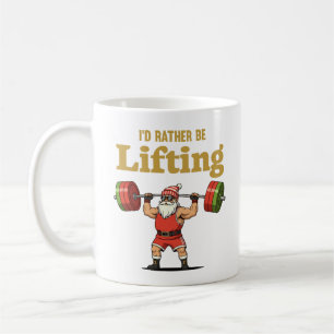 Santa Lifting Weights Coffee Mug