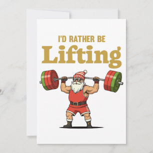 Santa Lifting Weights Holiday Card