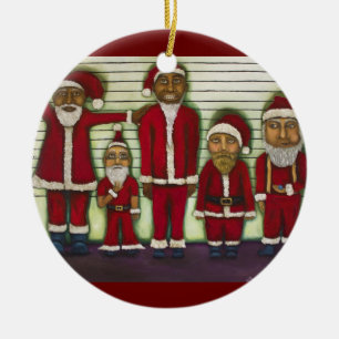Santa Line Up Ceramic Tree Decoration
