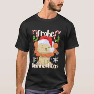 Santa Lion Christmas Outfit Wild Animals Santa Hat T-Shirt