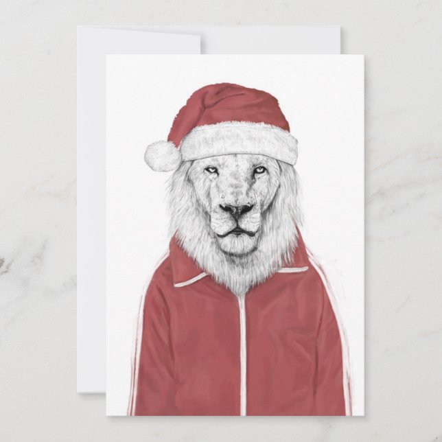 Santa lion holiday card (Front)