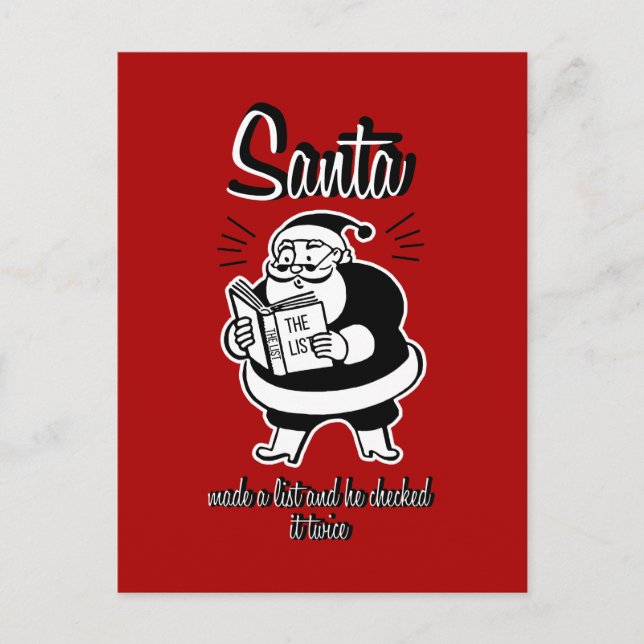 Santa List Naughty or Nice Christmas Postcard (Front)