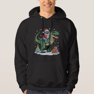 Santa Lizard Rides T-Rex Hoodie