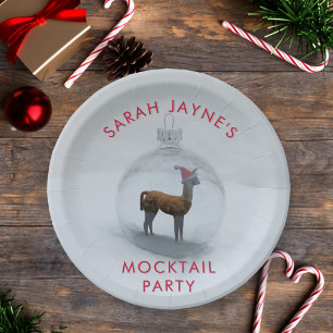 Santa Llama Christmas Party Paper Plate