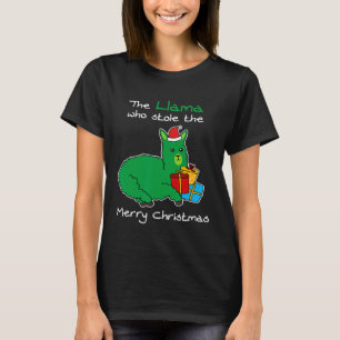 Santa Llama Who Stole Merry X Mas Boxes Christmas T-Shirt