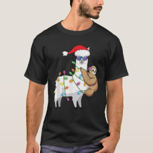 Santa Llama Xmas Funny LLama Sloth Christmas T Shi T-Shirt