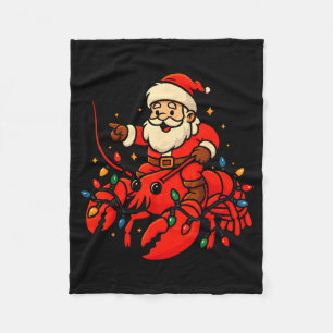 Santa Lobster Christmas Pajama Santa Riding Lobste Fleece Blanket