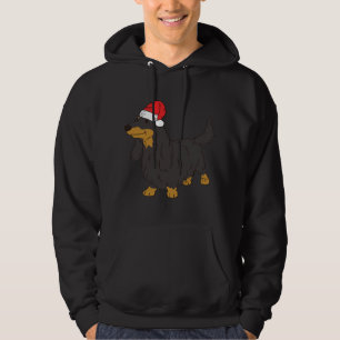 Santa Long Haired Dachshund Winter Christmas Dog M Hoodie
