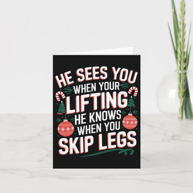 Santa Loves Leg Day Christmas Fitness - Uni-adults Card (Front)
