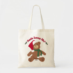 Santa Loves Me! Christmas Teddy Bear Tote Bag