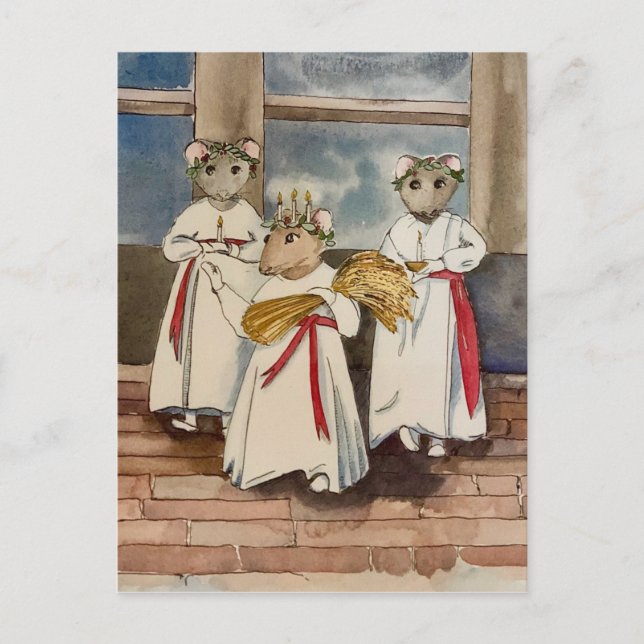 Santa Lucia and Christmas Greetings Holiday Postcard (Front)