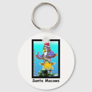 Santa Macaws Funny Christmas Gifts & Tees Key Ring