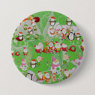 Santa Magical Green New Year 7.5 Cm Round Badge
