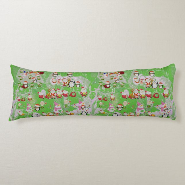Santa Magical Green New Year Body Cushion (Front)