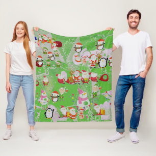 Santa Magical Green New Year Fleece Blanket