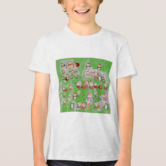 Santa Magical Green New Year Tri-Blend Shirt (Front)