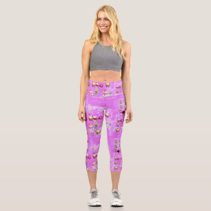 Santa Magical Pink New Year  Capri Leggings