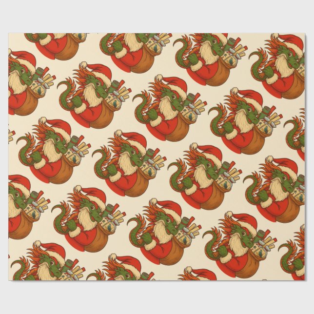 Santa Mahj Holiday Gift Wrapping Wrapping Paper (Flat)