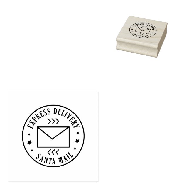 Santa Mail Express Delivery Wood Stamp (Stamped)