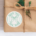 Santa Mail Post Stamp with Bow Christmas Classic Round Sticker<br><div class="desc">This Santa mail bow post stamp Christmas classic round sticker is a cute addition to your gift giving this year. Add a sprinkle of North Pole magic to your Christmas gifts with our festive Santa mail sticker, turning every present into a delightfully wrapped package from Santa himself. See the whole...</div>