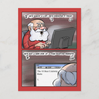 Santa Making a List Website Greeting Holiday Postcard