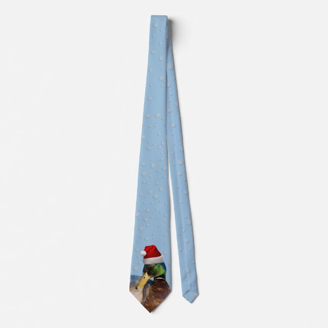 Santa Mallard Duck Christmas Tie (Front)