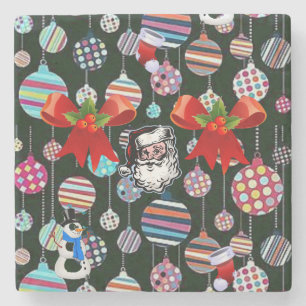 Santa Marble Stone Coaster Christmas