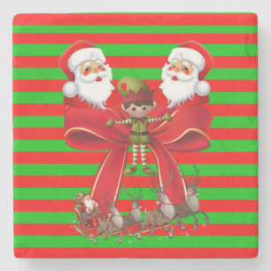 Santa Marble Stone Coaster Christmas