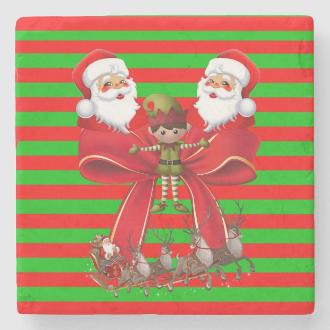 Santa Marble Stone Coaster Christmas (Front)