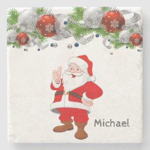 Santa Marble Stone Coaster Christmas