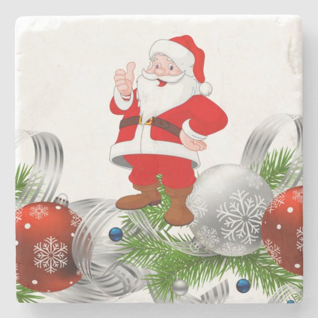 Santa Marble Stone Coaster Christmas (Front)