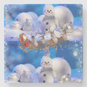 Santa Marble Stone Coaster Christmas