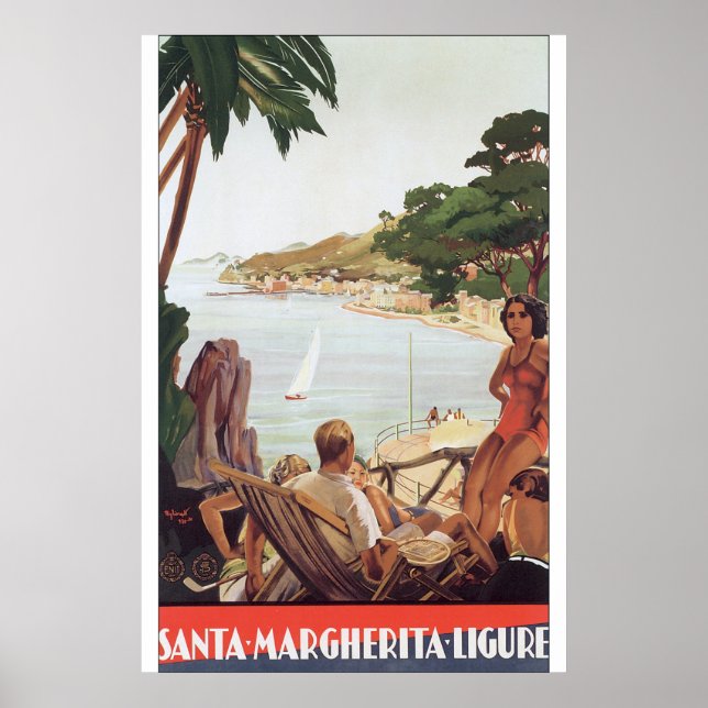 Santa Margherita Ligure Vintage Travel Poster (Front)