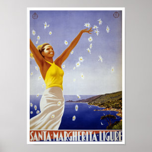 Santa Margherita Ligure with Daisies Poster