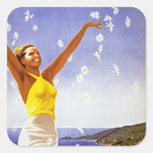 Santa Margherita Ligure with Daisies Square Sticker