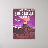 Santa María Guatemala vintage travel poster.