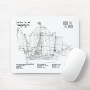 Santa Maria - Ship Blueprint Plans BD Mouse Pad