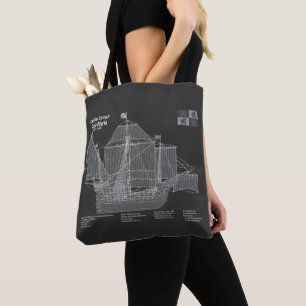 Santa Maria - Ship Blueprint Plans PBD Tote Bag