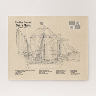 Santa Maria - Ship Blueprint Plans SD Jigsaw Puzzle