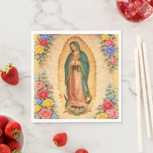 Santa Maria, Virgen de Guadalupe Mother Mary Roses Napkin (Insitu)