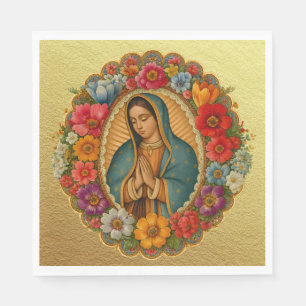 Santa Maria, Virgen de Guadalupe Mother Mary Roses Napkin