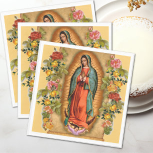Santa Maria, Virgen de Guadalupe Mother Mary Roses Napkin