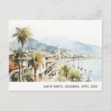 Santa Marta Colombia Watercolor Landscape Travel