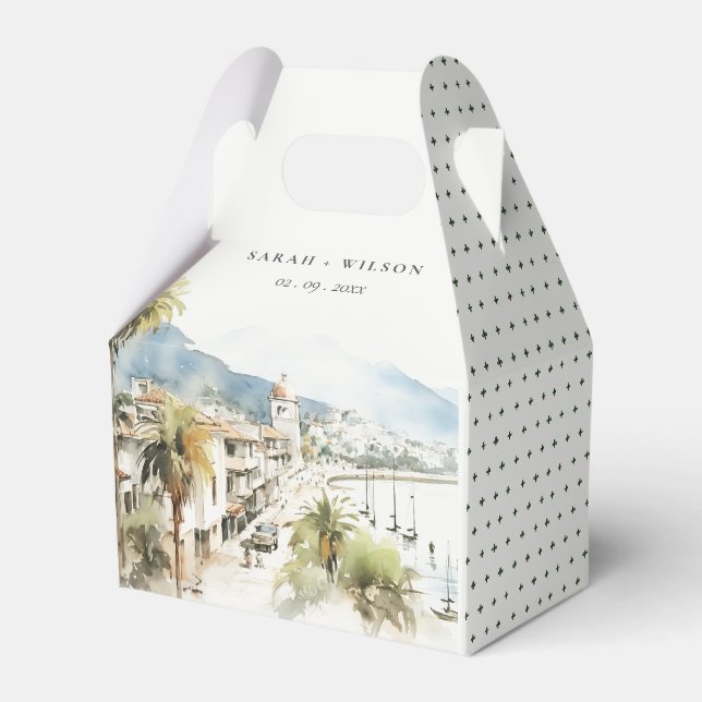 Santa Marta Colombia Watercolor Landscape Wedding Favour Box (Front Side)