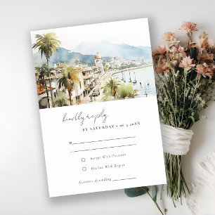 Santa Marta Colombia Watercolor Landscape Wedding RSVP Card