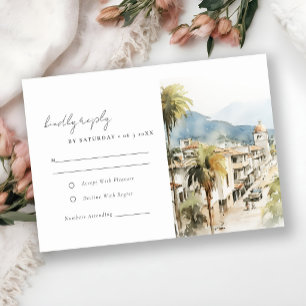 Santa Marta Colombia Watercolor Landscape Wedding RSVP Card