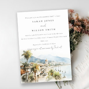 Santa Marta Colombia Watercolor Scape Engagement Invitation