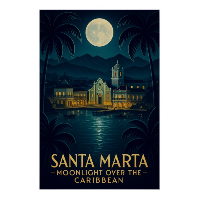 SANTA MARTA — MOONLIGHT OVER THE CARIBBEAN POSTER (Front)